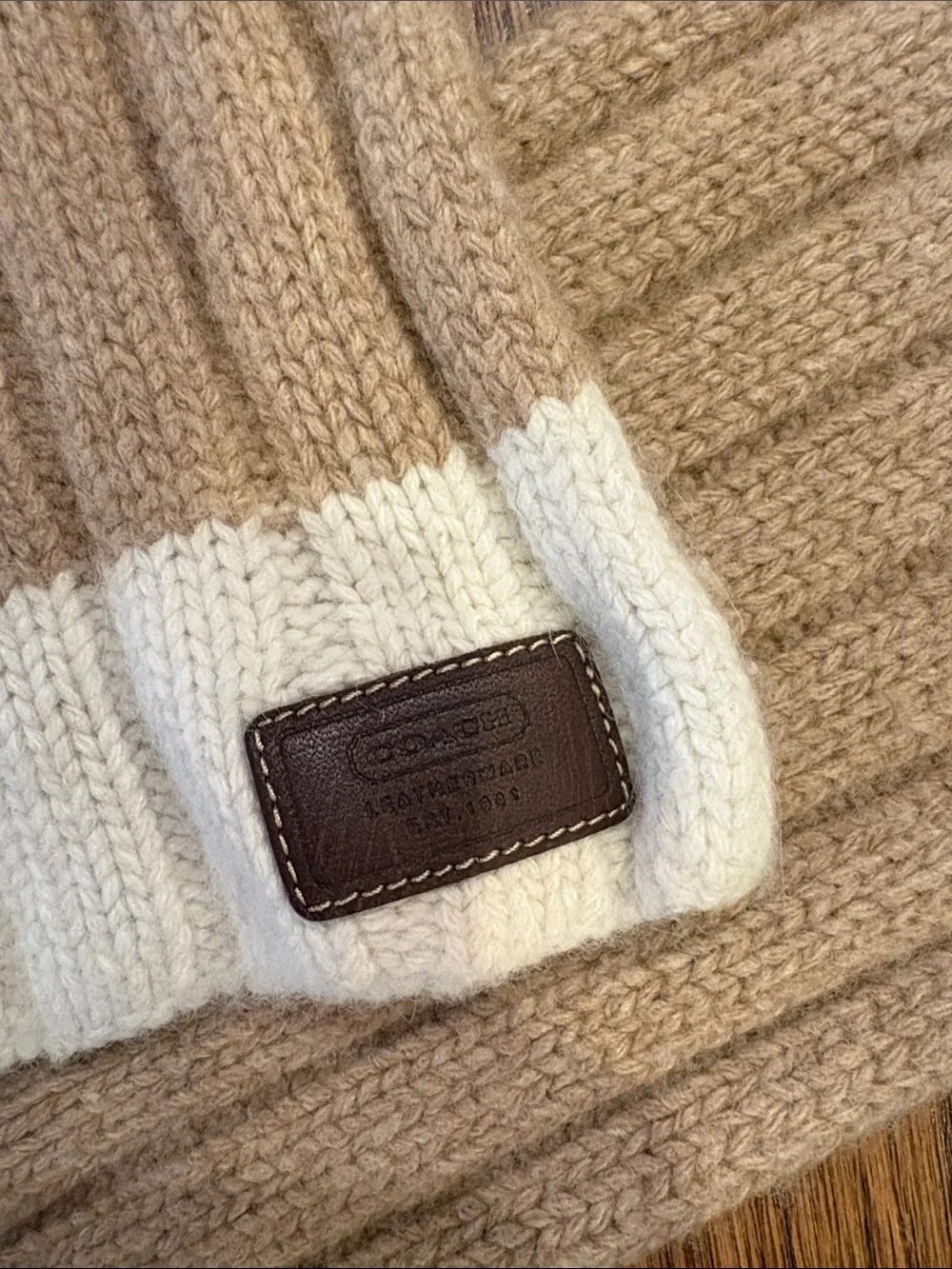 COACH wool cashmere 56” ribbed scarf